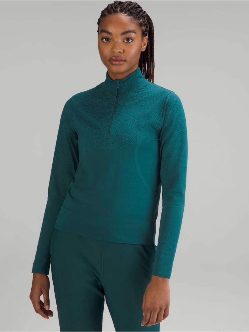 Lululemon Swiftly Relaxed 1/2 Zip Long Sleeve Teal Green Size 6